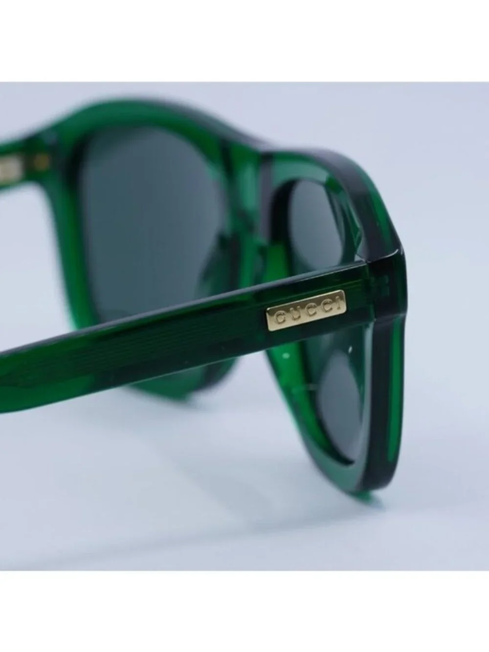 Gucci GG1316S 004  Sunglasses Transparent Green Aviator Frame, Green Lenses